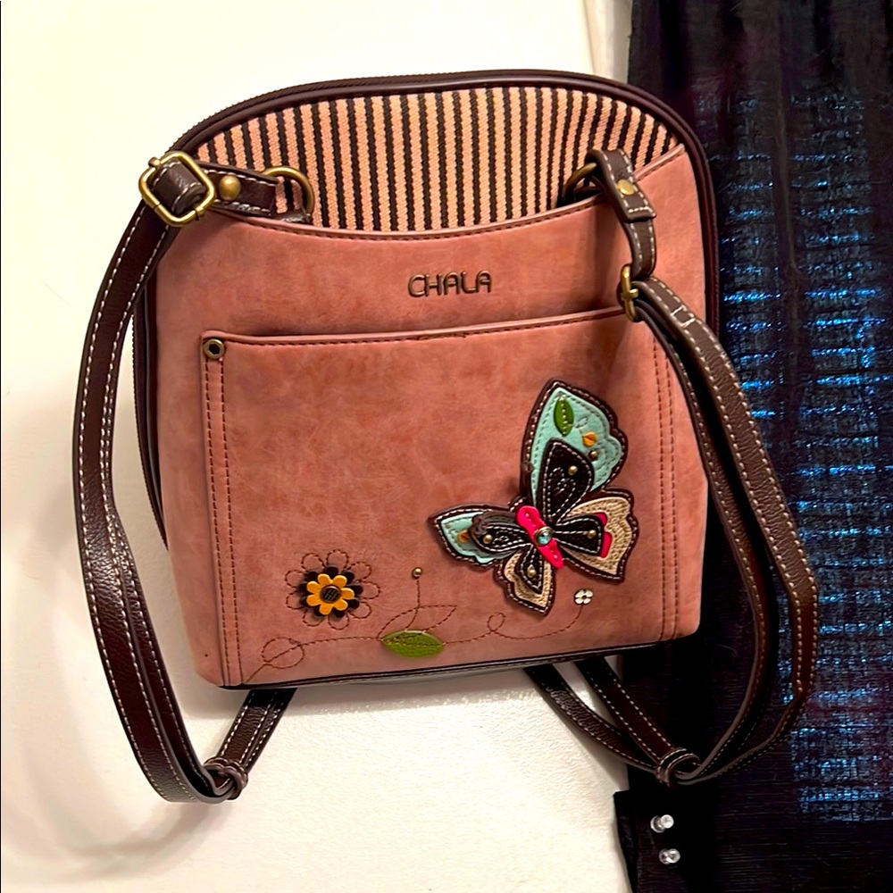 Chala Brown Backpack with Butterfly Applique
